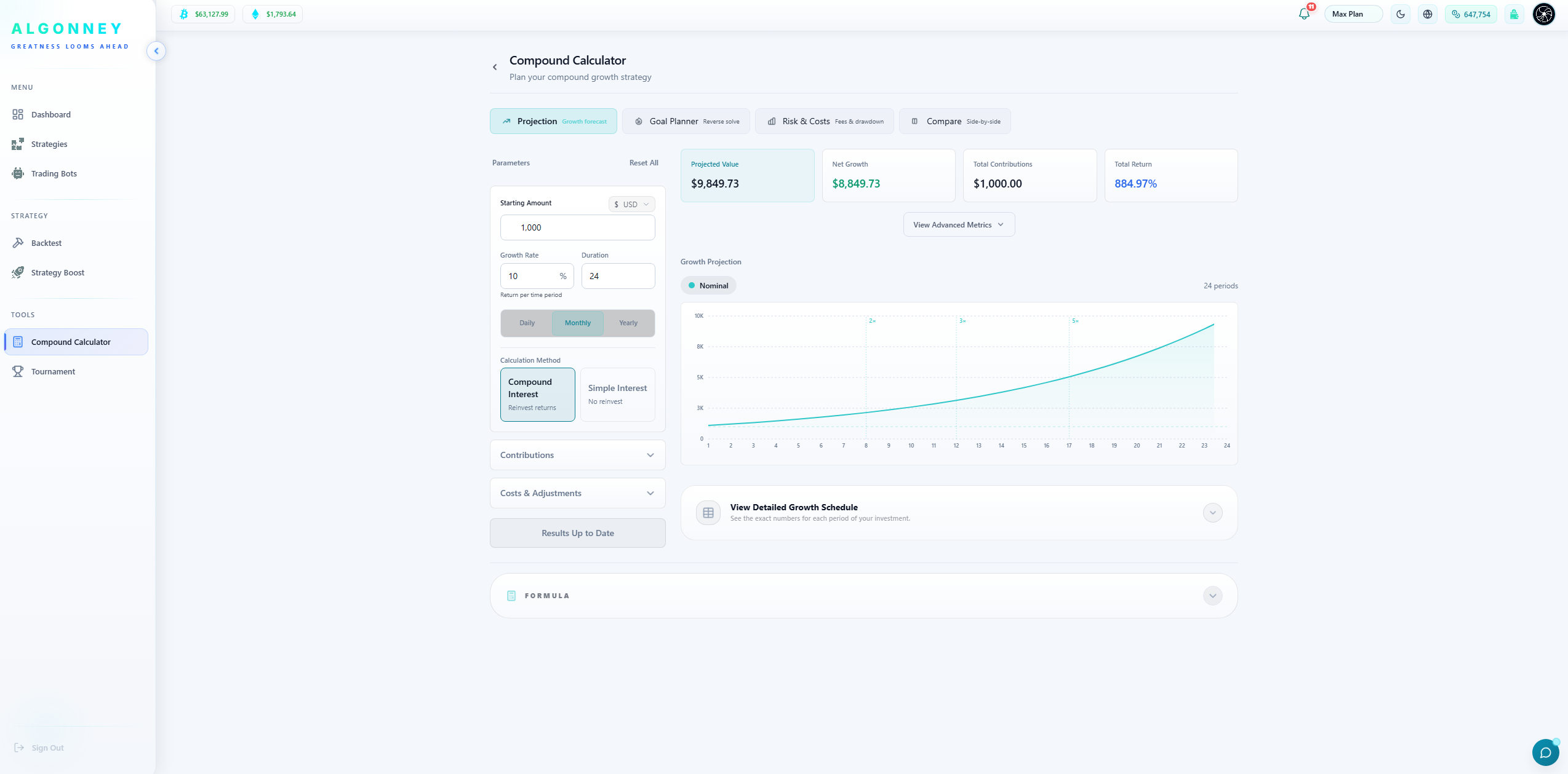 Compound Calculator — Algonney
